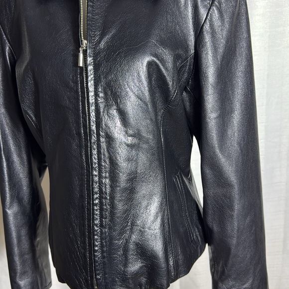 Ms. Maxima Tailored Classic Sleek Style 100% Leather Jacket Coat Women's Sz L - Picture 2 of 8